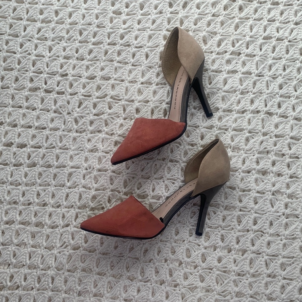 Chinese Laundry Suede Taupe & Blush Heels